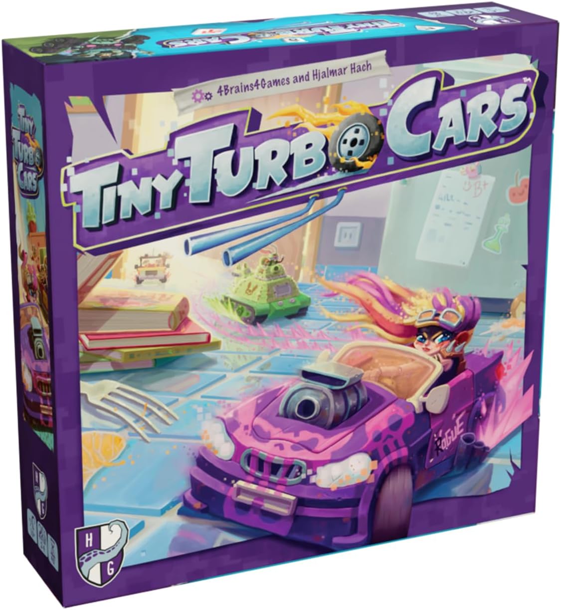 Tiny Turbo Cars, Strategy Board Game, The First Player to Cross the Finish Line Wins, 2 to 4 Players, For Ages 8 and Up