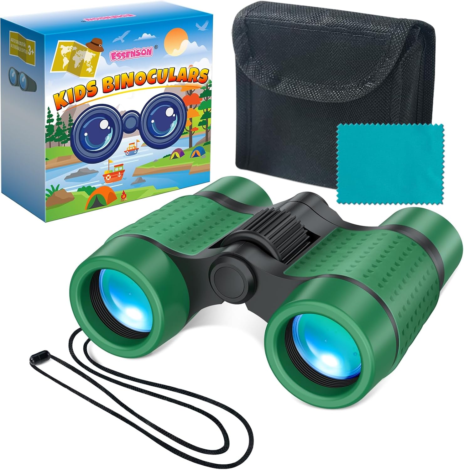 Binoculars Kids, Toys 3-10 Year Old Boy Gifts, Kids Telescope Outdoor Toys for Sports and Outside Play, Educational Learning Toys Gifts for 3 4 5 6 Year Old Boys(Forest Green)