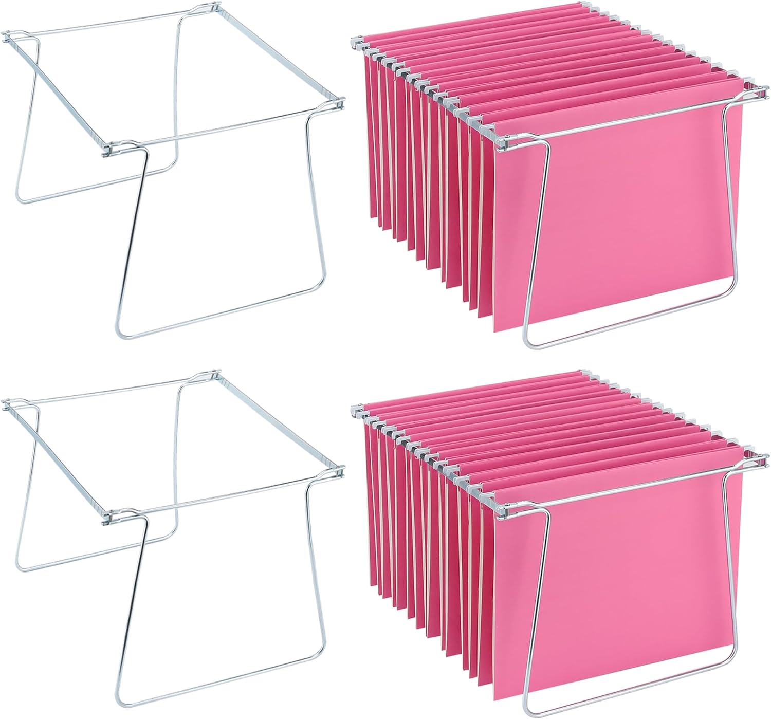 4 Pack Hanging File Folder Frames, Heavy Duty Steel Hanging File Organizer, File Cabinet Rails, Adjustable 11 to 17.4 Inches, Suitable for File Cabinets, Storage File Boxes