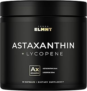 Astaxanthin 24mg + Lycopene 50mg Clinical Strength Carotenoids Skin Supplement w. 100% Natural Astaxanthin from MicroAlgae - Best Astaxanthin Supplements for Skin Health & Pigmentation - Astaxantina