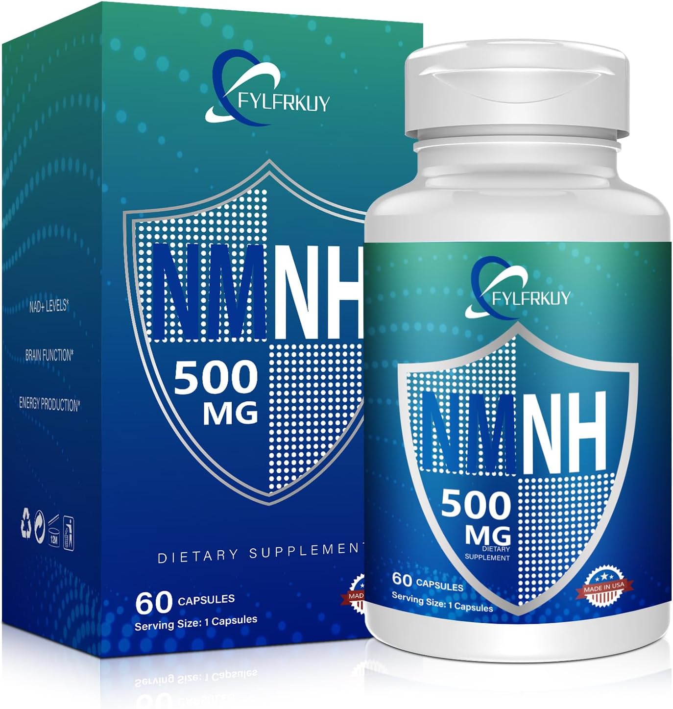 New NMNH 500mg Per Serving (Dihydronicotinamide Mononucleotide), NAD 𝐒𝐮𝐩𝐩𝐥𝐞𝐦𝐞𝐧𝐭𝐬 Pure Organic, More Effective Than NMN for Anti-Aging, Energy, Immunity, Focus - 60 Count