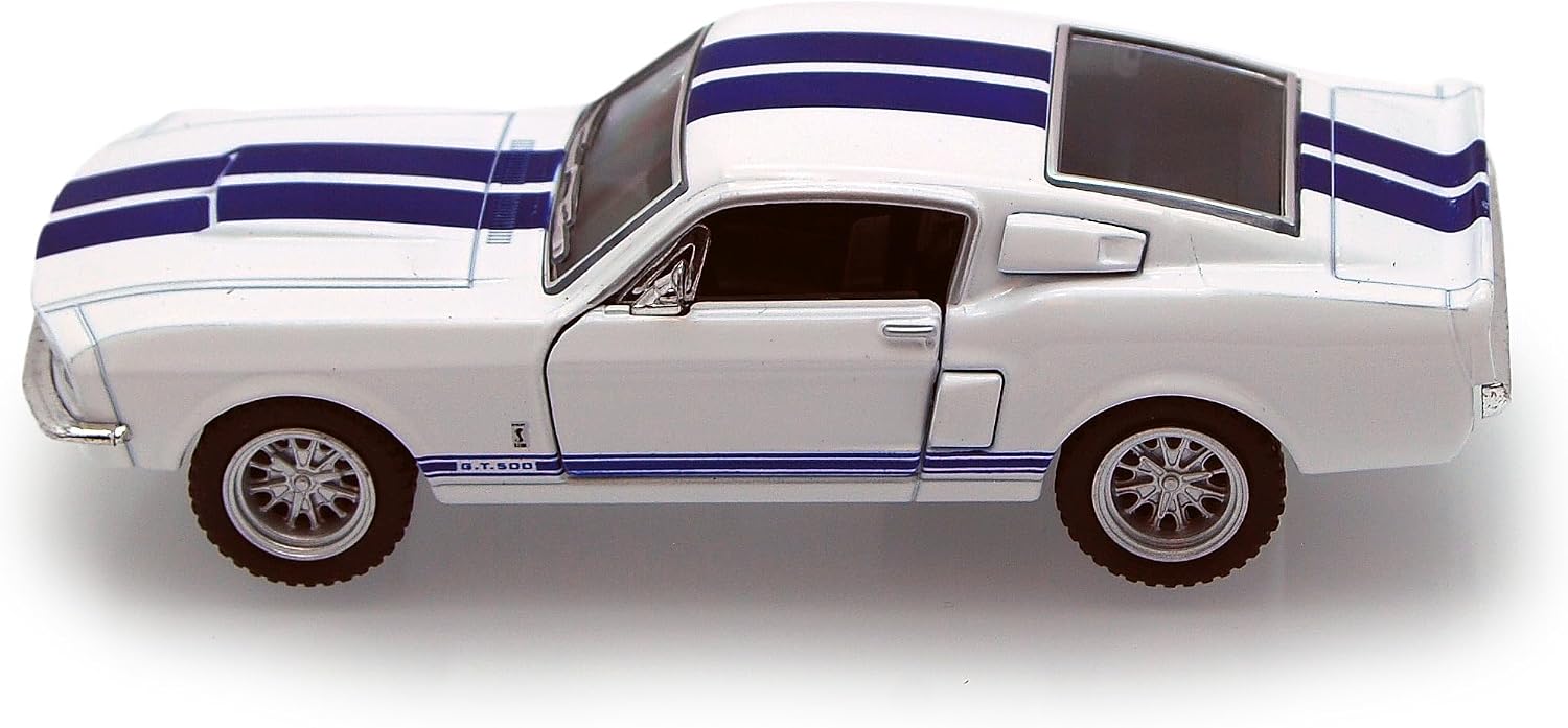 KiNSMART - 1967 Ford Shelby Mustang GT500 1:38 Scale 5" Die Cast Metal Model Toy Muscle Car (White)