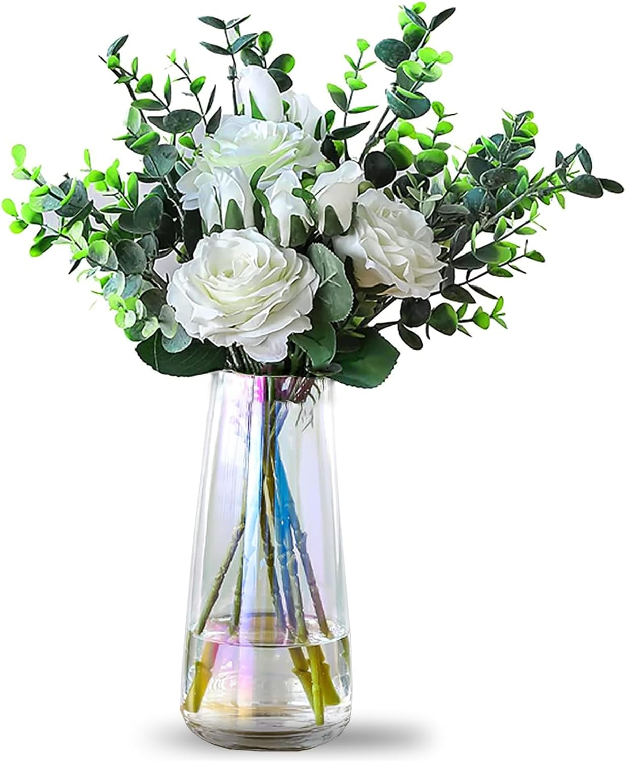 DRERIO Colorful Glass Vase - Irised Tall Modern Glass Decor for Home Office, Living-room, Bedroom Centerpieces, 22x10cm