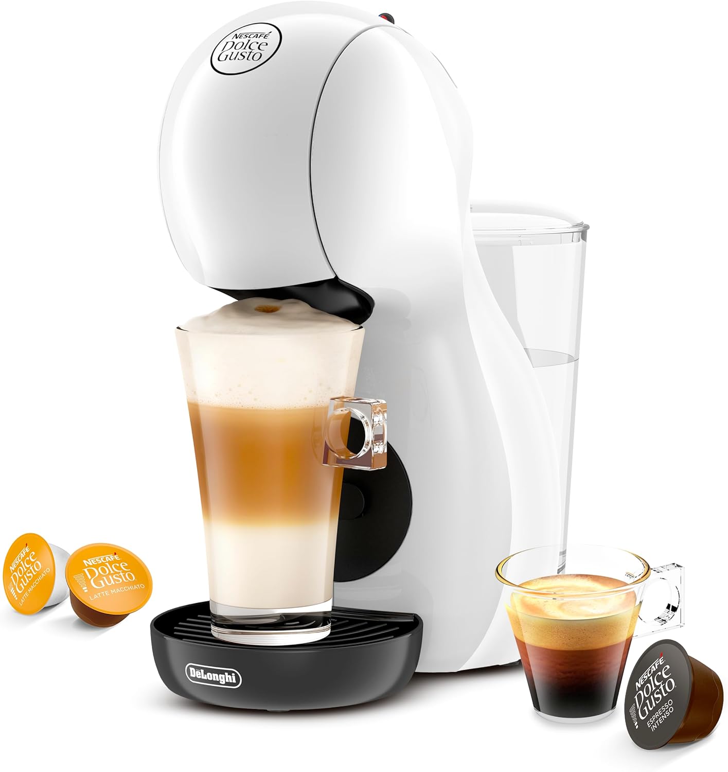 NESCAFÉ DOLCE GUSTO De'Longhi Piccolo XS Pod Capsule Coffee Machine, Espresso, Cappuccino and more, EDG210.WB, 0.8 litres, White and Black