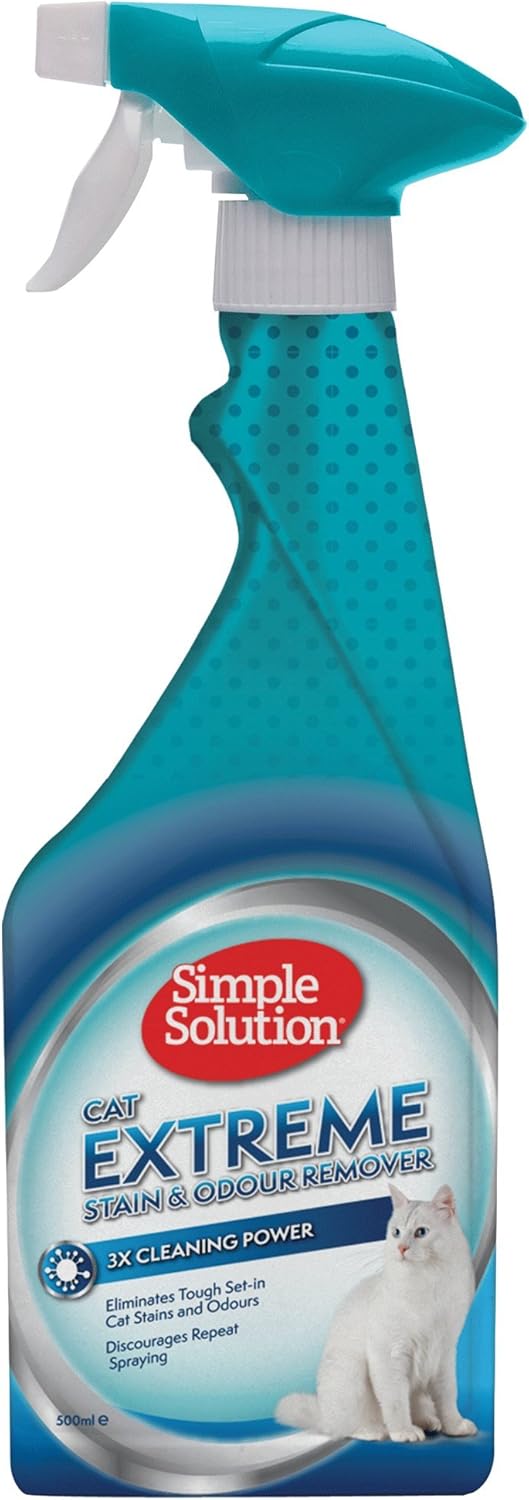 Simple Solution Extreme Cat Stain and Odour Remover, Enzymatic Cleaner with 3X Pro-Bacteria Cleaning Power - 4 x 500ml
