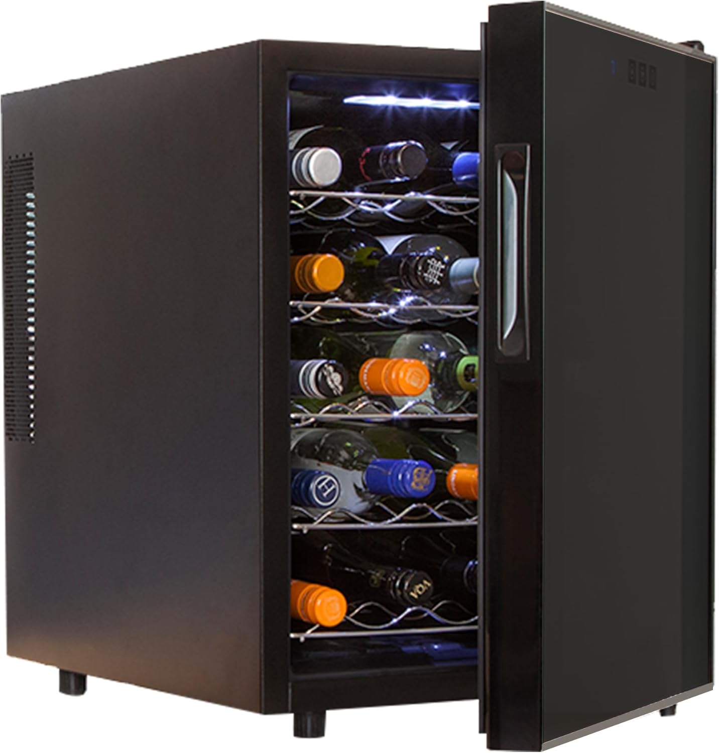 Koolatron Wine Fridge - Wine Cooler, 20 Bottle Wine Cabinet for Champagne, Red & White Wine, Freestanding Cellar For Bar, Home, Kitchen, Double Paned Glass Door, (48L)