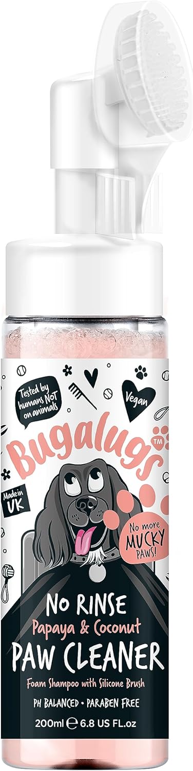 Dog Paw Cleaner No Rinse Foam Cat & Dog shampoo with Silicone Brush Head, waterless grooming products. Travel friendly paw cleaner for dogs defeat muddy paws on The go (Papaya & Coconut)