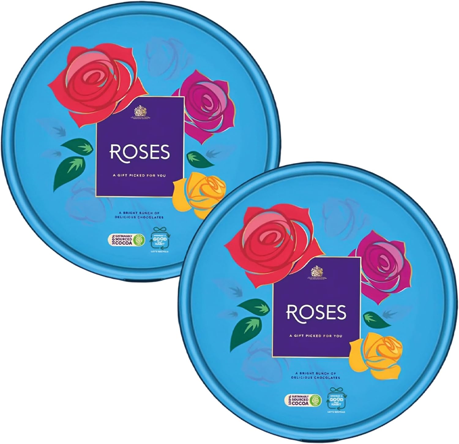 Roses Chocolate Tub – 550 g (Pack of 2) | Assorted Milk Chocolates (Hazelnut Caramel, Strawberry Cream, Dairy Milk Chunk & More) | Individually Wrapped Chocolates | Vegetarian-Friendly