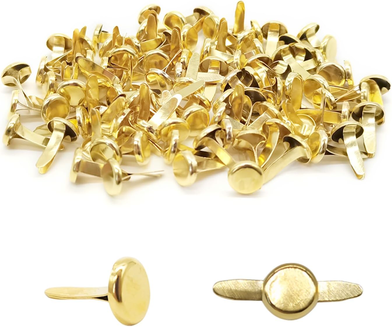 BlingKingdom 100pcs Gold Split Pins Pastel Metal Brad Fasteners Brads Round Brads for DIY Crafts Projects Scrapbooking Office (8mm x 14mm)