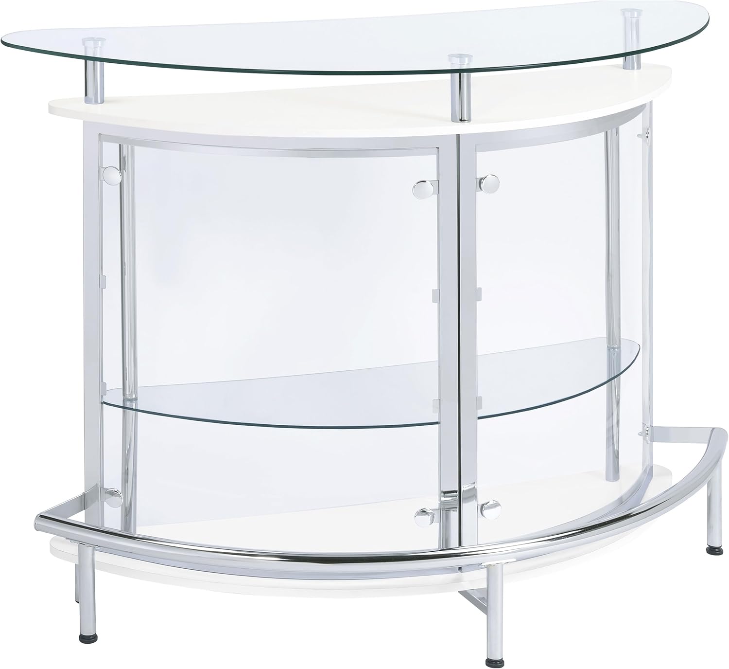 Coaster Home Furnishings Amarillo Glass Top Freestanding Home Bar Cabinet, Modern Liquor Cabinet with 2 Shelves and Wine Glass Rack, White