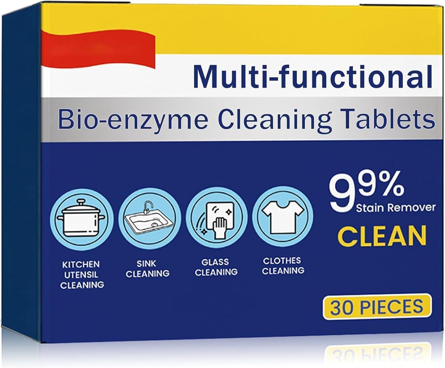 Nihexo Multi-Functional Bio-Enzyme Cleaning Tablets, Kitchen All-Purpose Cleaning Powder, Multi-Functional Stain Removing Household Cleaning Tablets, Household Cleaner for Clothes, Cooktops (1 Box)