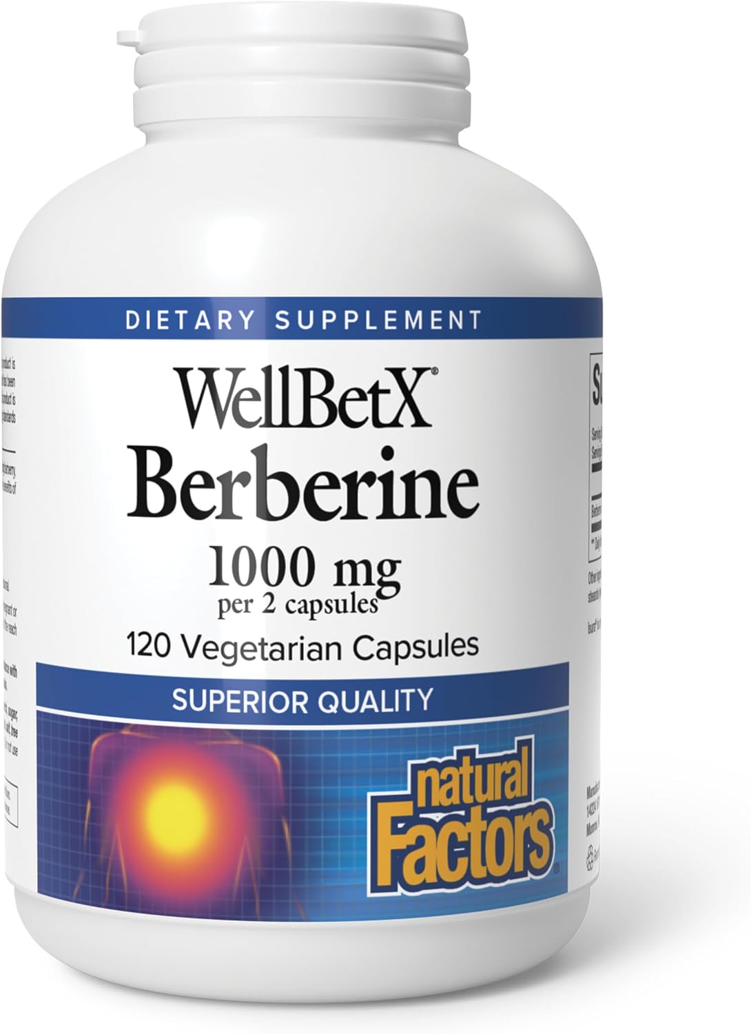 Natural Factors WellBetX Berberine 1,000 mg per Serving, 120 Veg Caps