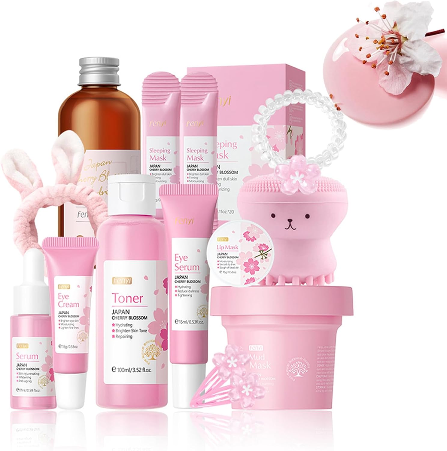 Sakura Sakura Skin Care Set - Women's Moisturizing Facial Kit, Gift Set for Teenage Girls, Japanese Cherry Blossom Skincare