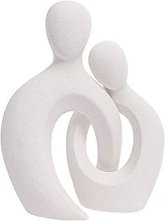 Quoowiit Ceramic Couple Sculptures for Home Decor, Abstract Lover Statue for Shelf Decor Office Decor Home Decorations for Living Room, Bedroom, Gifts for Anniversary Valentine's Day Birthday (White)