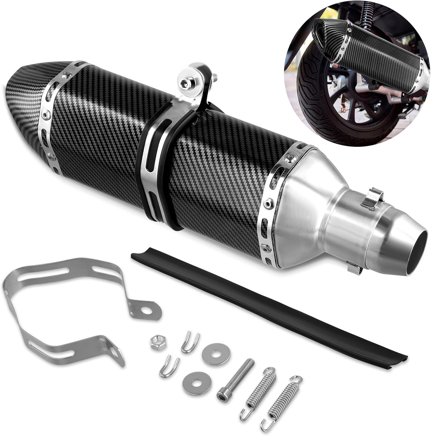 Universal Motorcycle exhaust pipe, 38mm 51mm Motorcycle Muffler Exhaust Exhaust Pipe 1.5" 2", Removable Motorcycle Accessories, for Dirt Bike Street Bike Scooter ATV