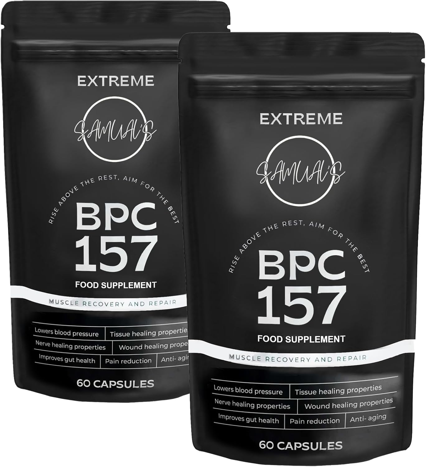 Extreme BPC 157 Capsules - 500 MCG per Serving - Actually Contains HIGH Levels of BPC 157 - Samual's Rise Above The Rest, Aim for The Best (Double Pack)