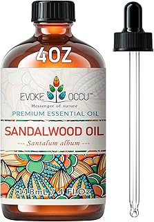 EVOKE OCCU Sandalwood Essential Oils 4 Fl Oz, 100% Pure and Natural Sandalwood Oil for Skin Care, Diffuser, Perfume, Candle and Soap Making - 118ml