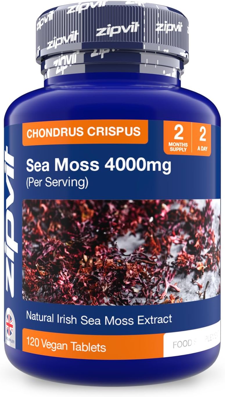 Zipvit Irish Sea Moss 4000mg, 120 Vegan Tablets, High Strength Superfood, Naturally Rich in Minerals, 2 Month Supply, Responsibly Sourced Seaweed