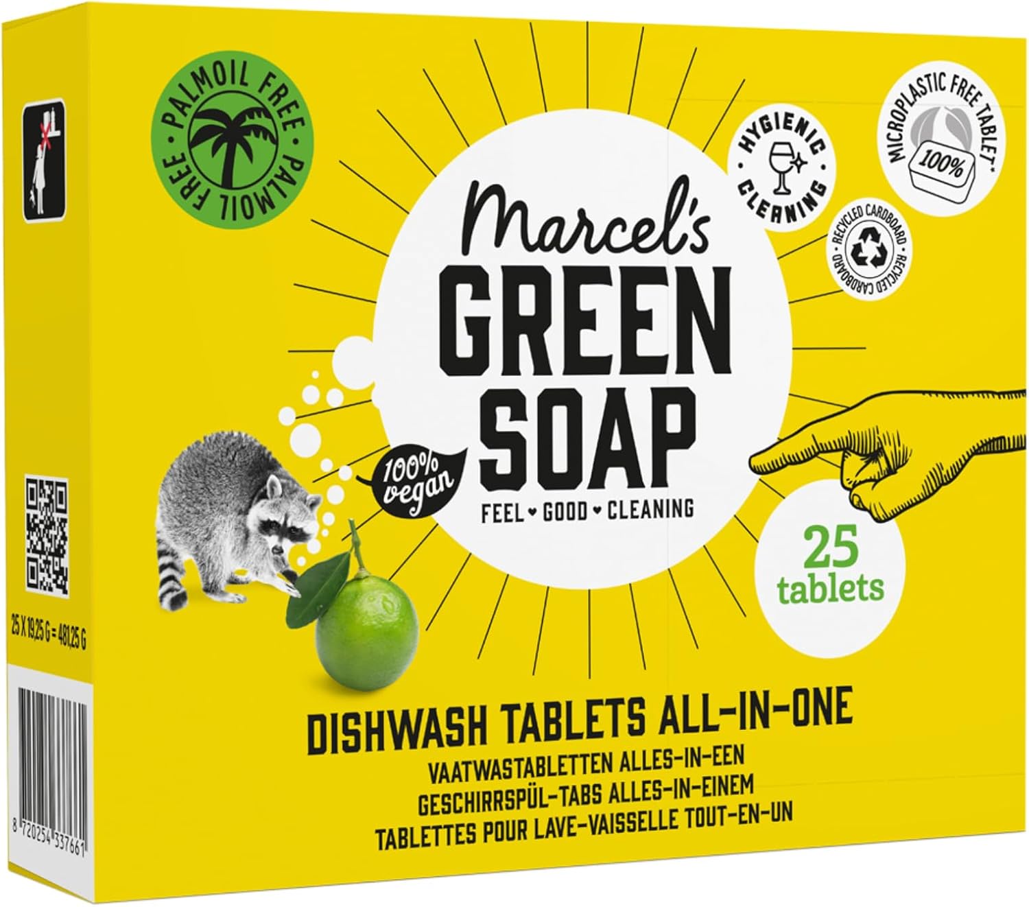 Marcel's Green Soap Dishwasher Tablets All-in-One - Dishwasher Tabs - Dissolvable Film - Eco-Friendly - Vegan - 99,6% Biodegradable - 25 pieces