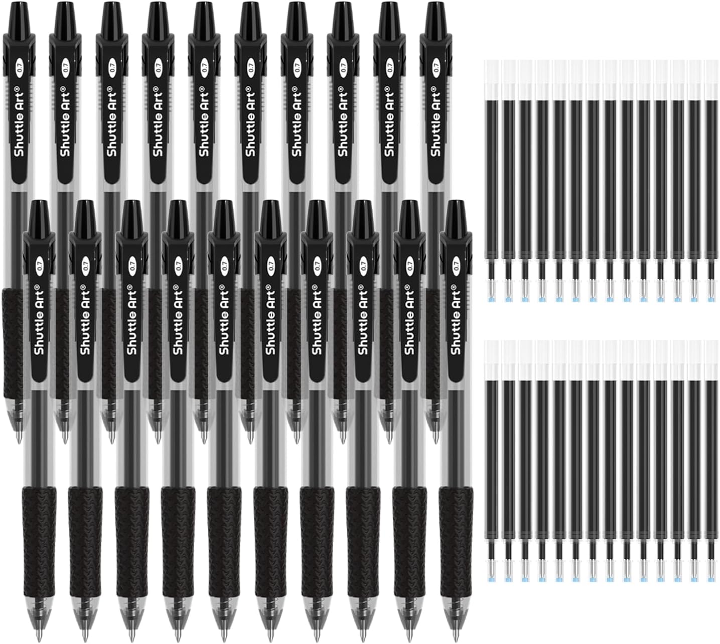 Shuttle Art Black Gel Pens, 48 Pack(20 Pens with 28 Refills) Retractable Medium Point Rollerball Gel Ink Pens Smooth Writing with Comfortable Grip for Office School Home Work
