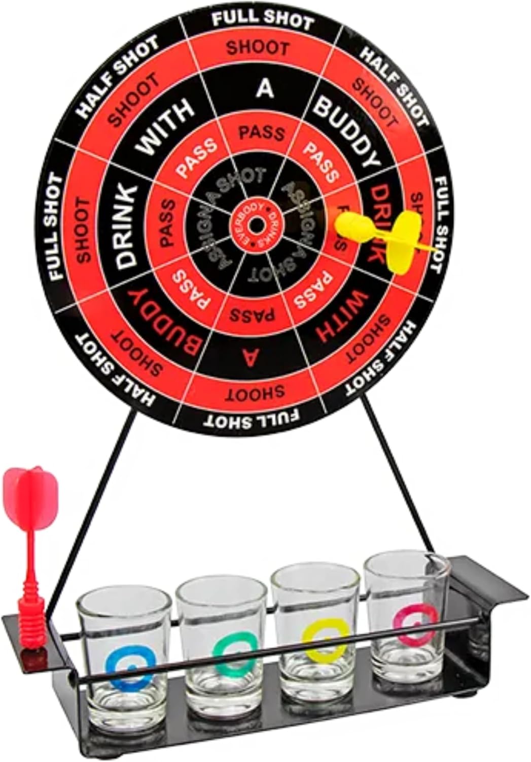 ADEPTNA Darts Drinking Game Set for Adults 4 Player Magnetic Dart Board with Shot Glasses Fun Party Game for Game Nights, Stag and Hen Parties, Adult Drinking Games, Bar Games, Gifts for Men and Women