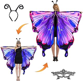 Halloween Butterfly Costume for Women and Teen Girls Plus Size Wings,Double Sided Reversible Butterfly Cape for Adults