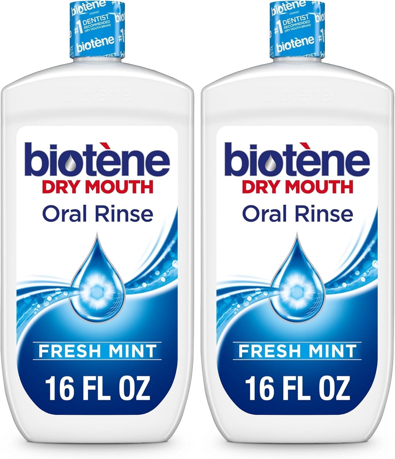 Biotene Oral Rinse Moisturizing Mouthwash for Dry Mouth Relief, Mint, for Children & Adults, 16 fl oz, (Pack of 2)
