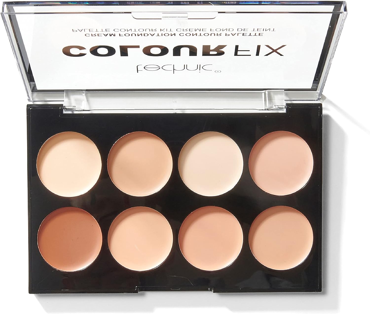 Technic Colour Fix Cream Foundation Contour Makeup Palette - 8 Highly Pigmented, Creamy Shades To Conceal, Contour, Shape & Define Your Features. The Matte Fomulation Blends Well with Colour Options for All Skin Tones For Long Lasting Professional Coverage. Suitable For Beginners. 8 x 3.5g