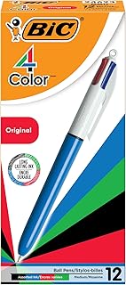 BIC 4-Color Original Retractable Ball Pens, Medium Point (1.0mm), 12-Count Pack, Retractable Ball Pen With Long-Lasting Ink