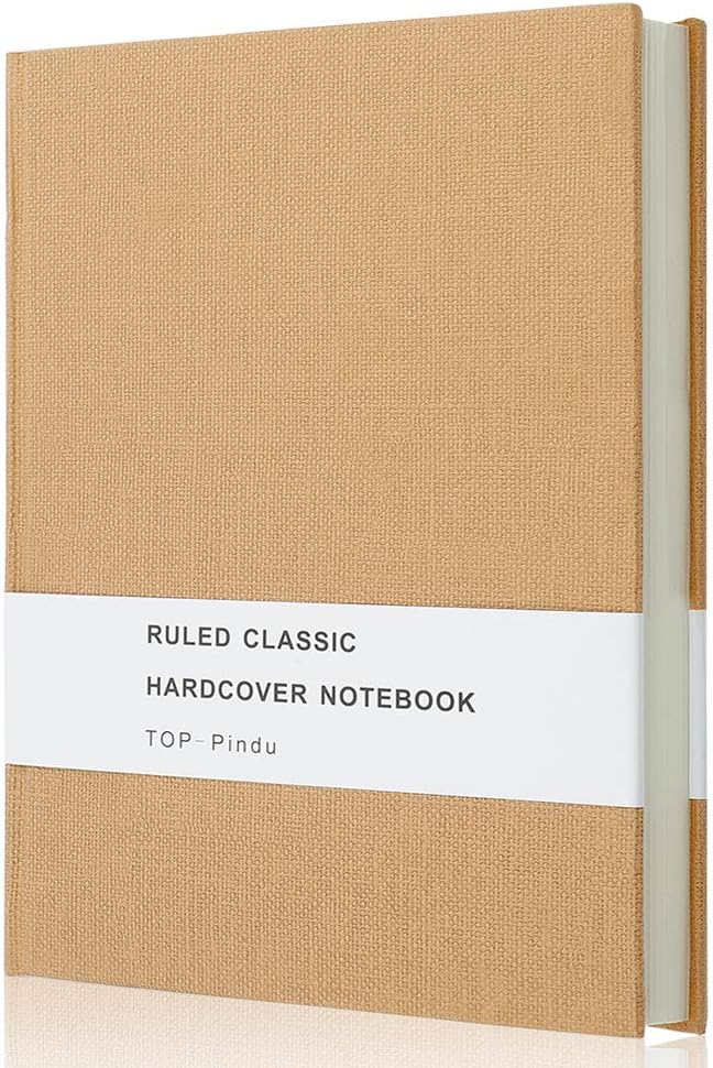 TOP-Pindu Notebook A5 Journal, Thick Classic Notebook, Large Hardcover, 296pp, 80gsm, 8.4 x 5.7 inch (Kraft)