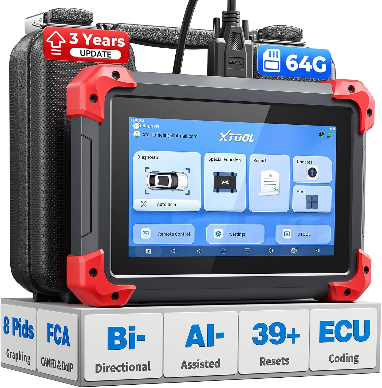 XTOOL D7 Bidirectional Scan Tool, 39+ Resets, ECU Coding OBD2 Scanner