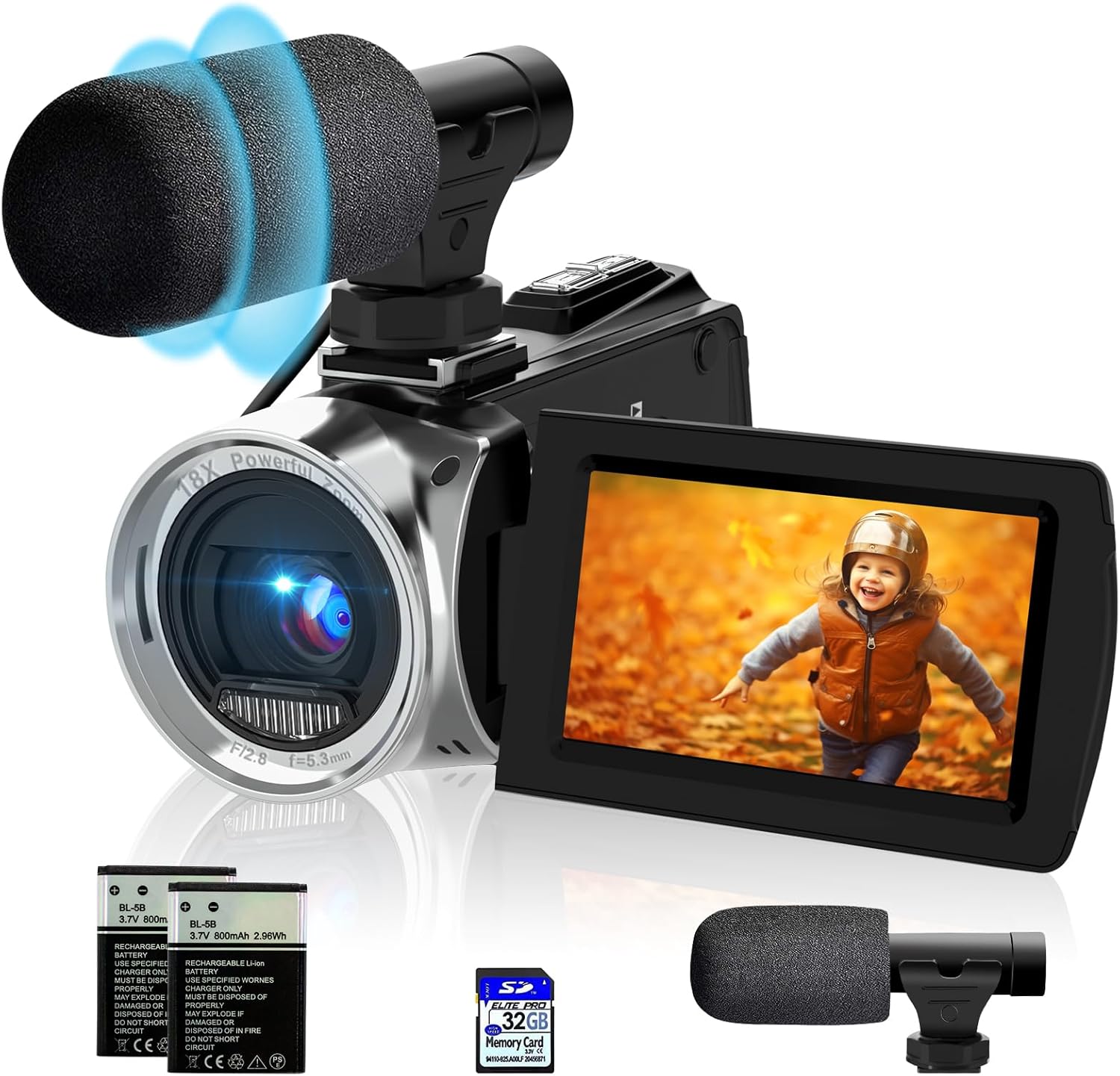 ISHARE Video Camera 4K 48MP Camcorder,Digital Vlogging Camera Recorder 270° Degrees Flip Screen with 2 Batteries and a 32G SD card