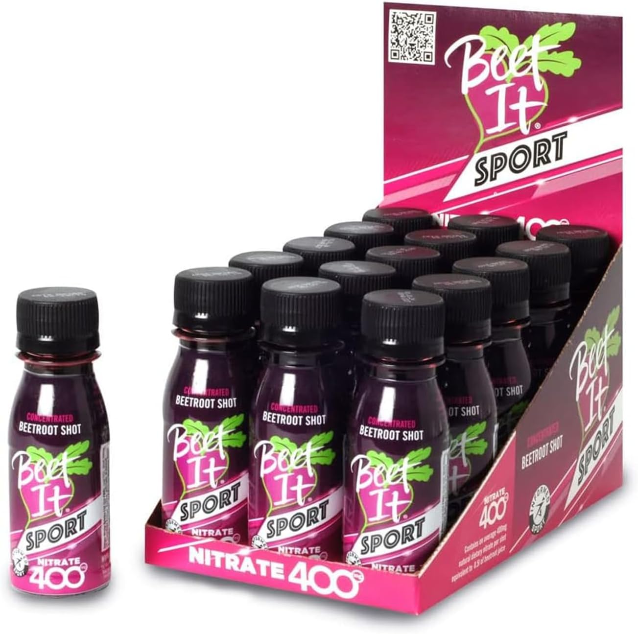 Beet It Sport Nitrate 400 - High Nitrate Shots - Concentrated Beetroot Juice (15 x 70ml) Boost Nitric Oxide and Athletic Endurance Performance