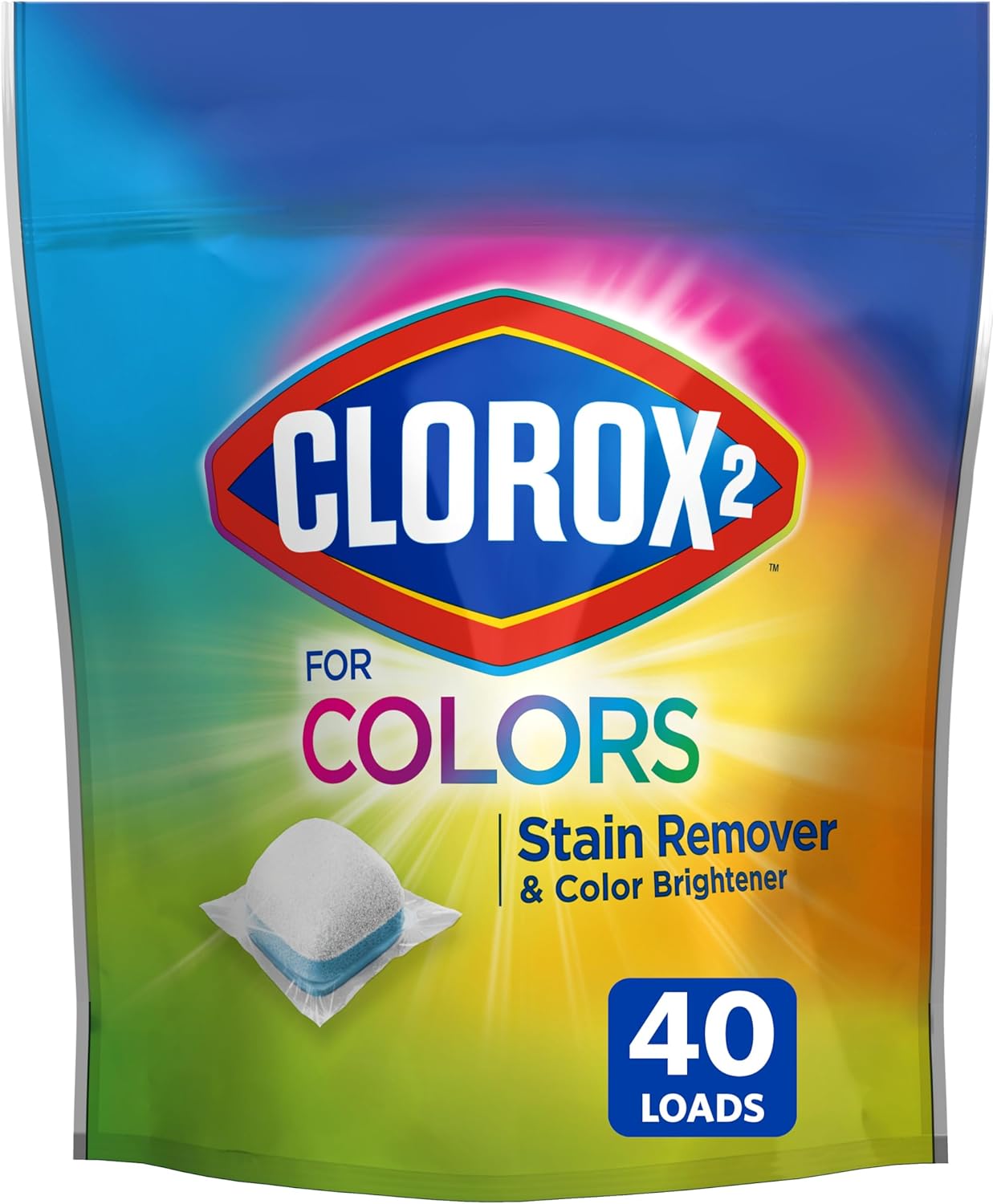 Clorox 2 for Colors - Stain Remover and Color Brightener Packs, 40 Count (Package May Vary)