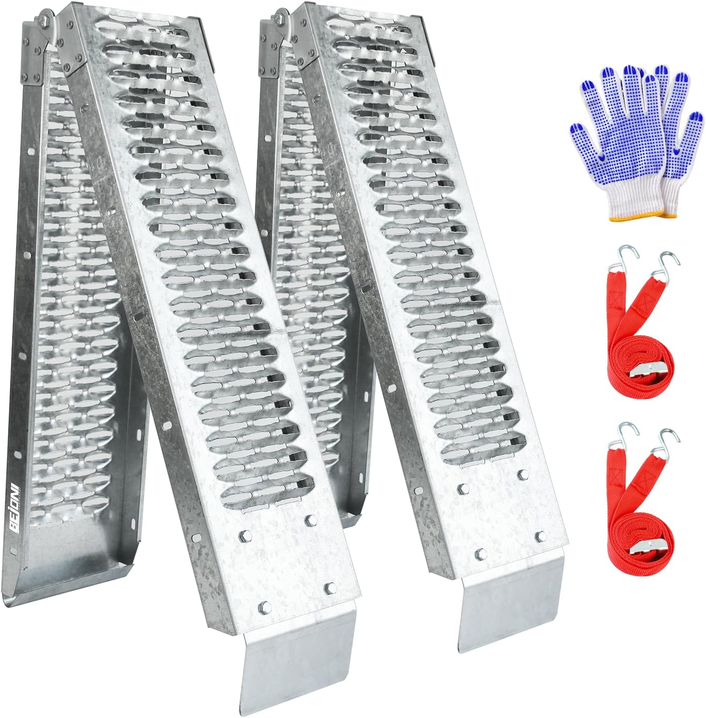 BEJONI 67" Folding Truck Ramps, 960 Lbs Capacity Tailgate Ramp for Lawn Mower, Portabe Anti-Slip Steel Loading Ramps for Pickup Trucks, ATV, UTV, Motorcycle, Trailer, Dirt Bike, 8.7" Wide, 2-Pack