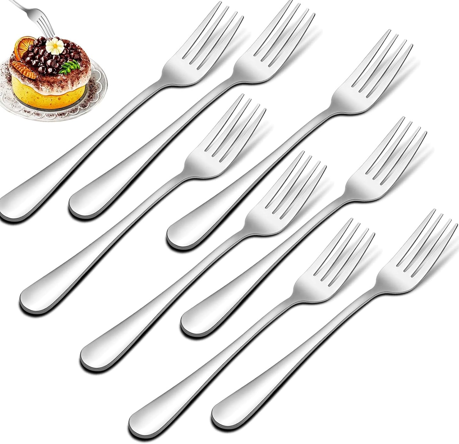 aqlbhz 8PCS Cake Forks Dessert Forks Set Family Fork Forks Cutlery Only Dishwasher Safe Cutlery Starter Forks Dinner Forks Ideal for Eating Small Forks Small Cutlery Pastry Forks