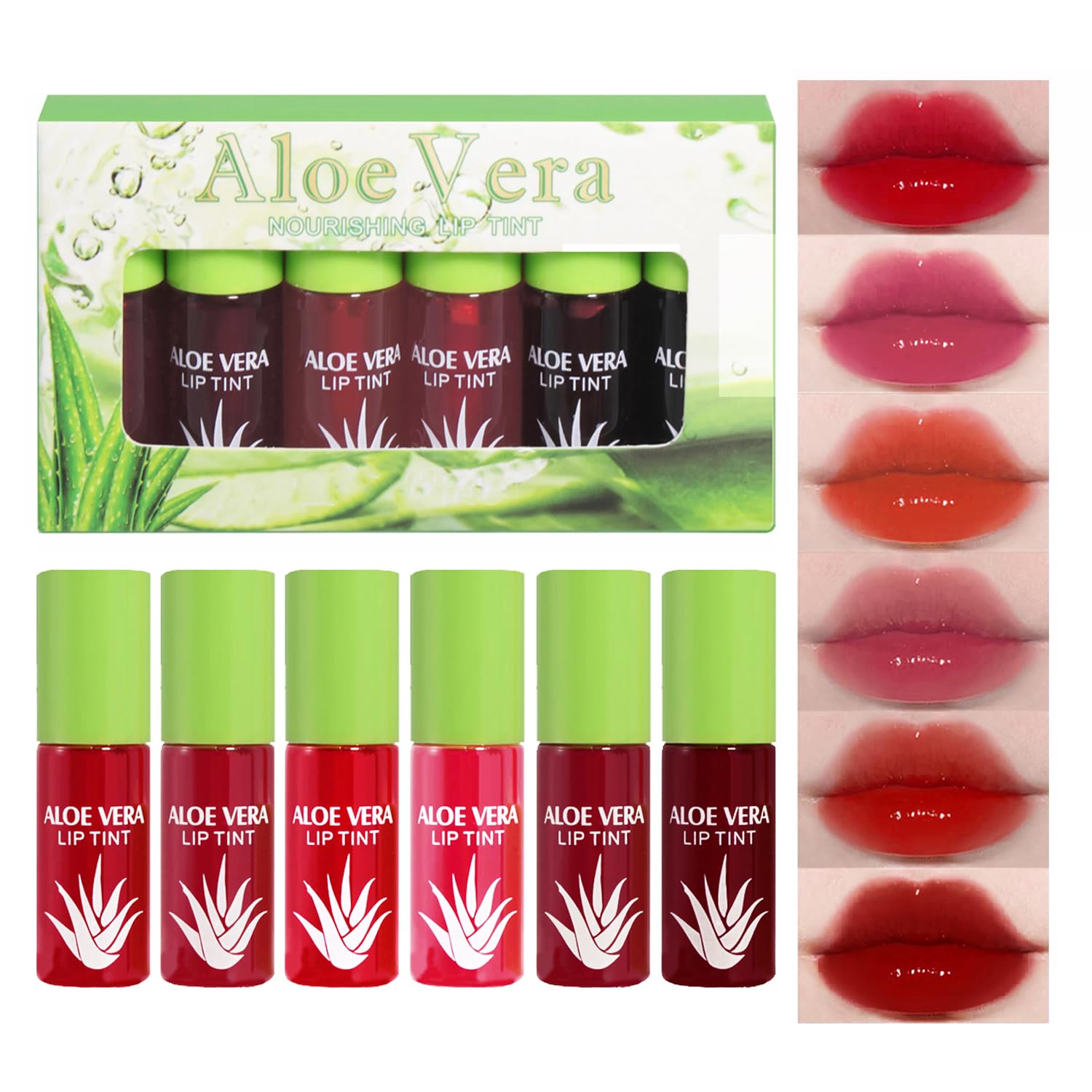 Yasovigi Korean Lip Tint Stain Set, 6 Colors Lip Gloss Watery Lip Stain Moisturizing Mini Liquid Lipstick, Multi-use Lip and Cheek Tint, Lip Makeup Non-Sticky, High Pigment (Type A)