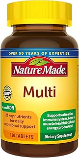 Nature Made Multivitamin Tablets with Iron, Multivitamin for Women and Men for Daily Nutritional Support, 130 Tablets, 130 Day Supply