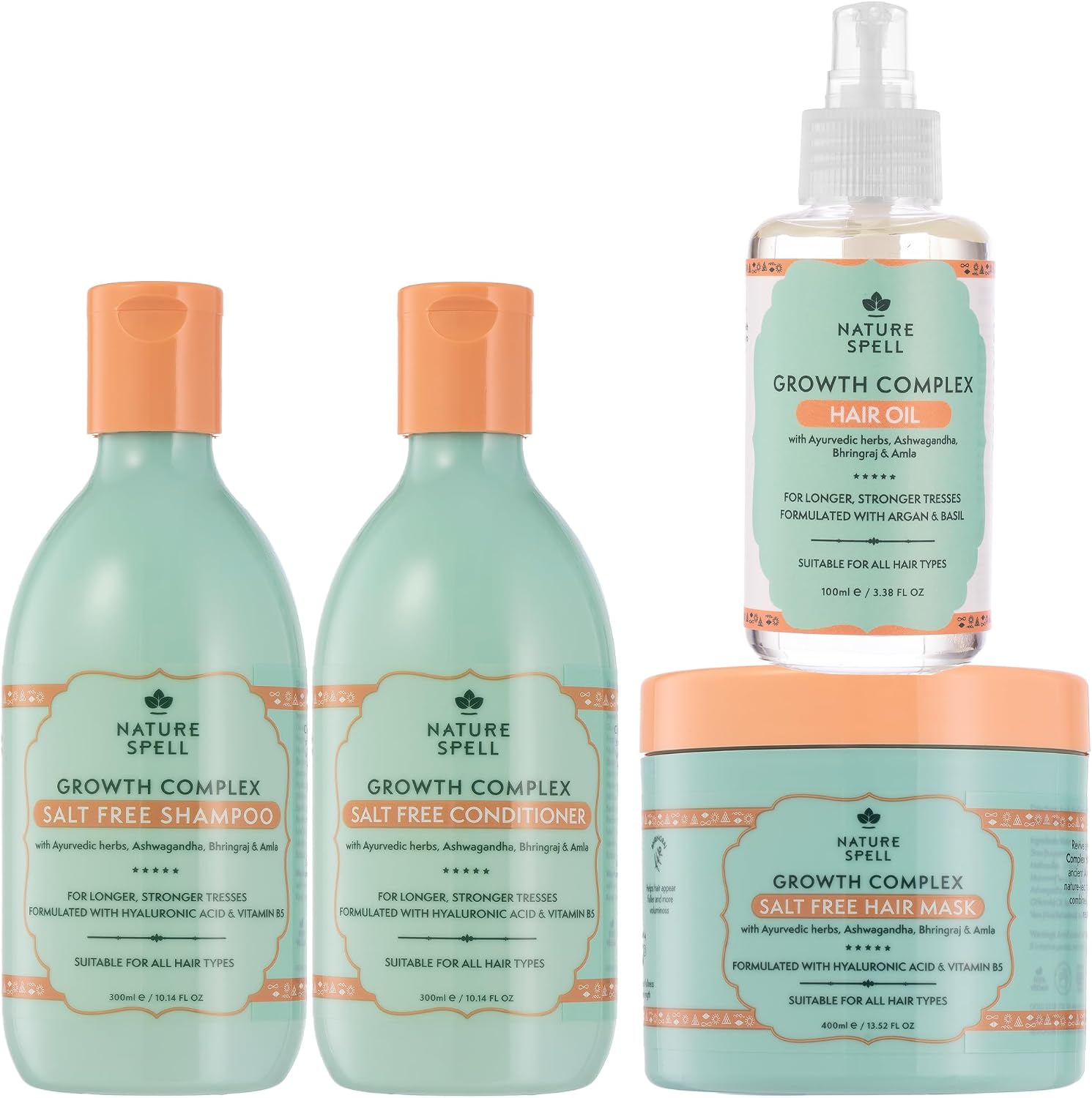 Nature Spell Growth Complex Haircare Set, Vegan, Pack of 4
