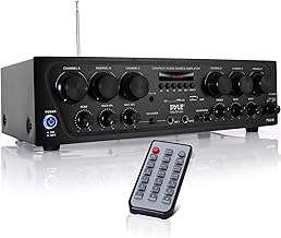 Pyle Wireless Bluetooth Home Audio Amplifier System-Upgraded 6 Channel 750 Watt Sound Power Stereo Receiver w/USB, Micro SD, Headphone,2 Microphone Input w/Echo, Talkover for PA - PTA62BT.5