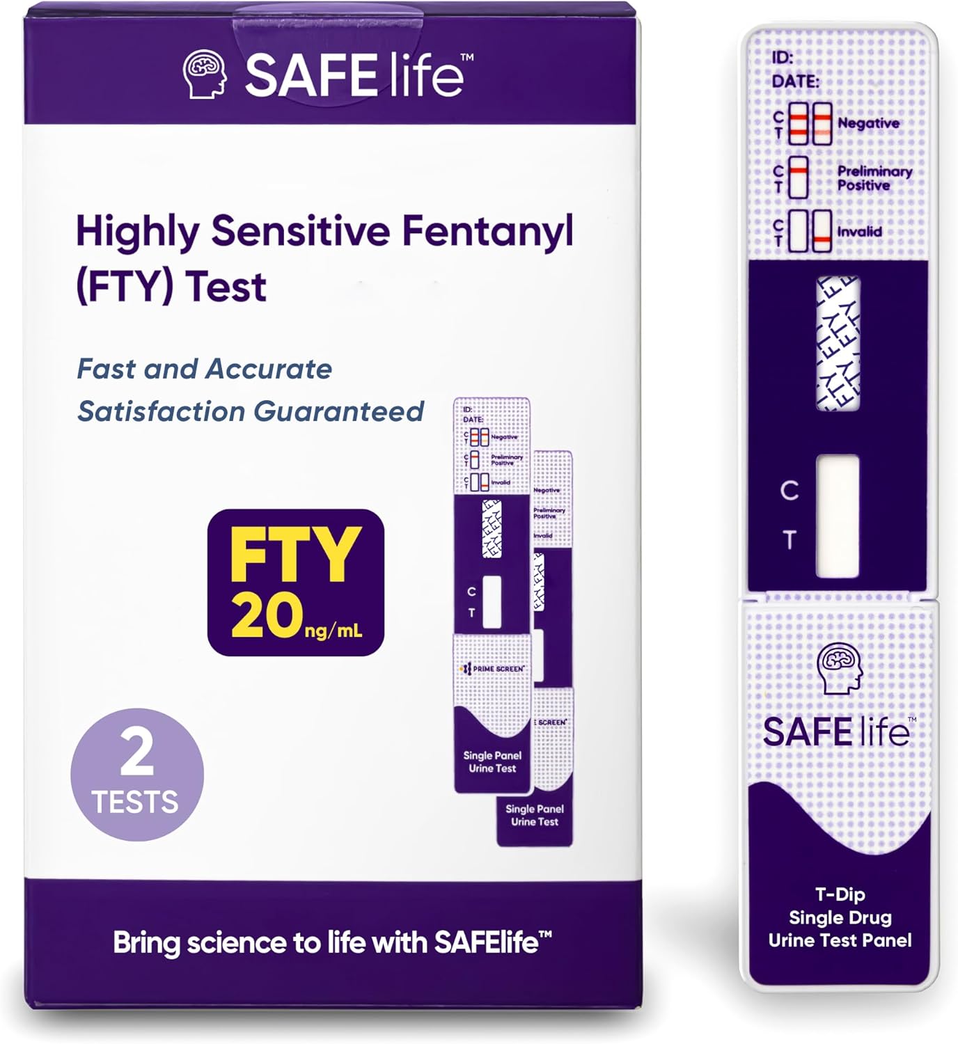 Safe Life[2 Pack] FTY Single Panel Urine Test，Rapid Test Result in 5 Mins, Synthetic OPI Detecting Drug Testing Card, Cut-Off 20 ng/ml, Highly Sensitive Drug Test kit (2)