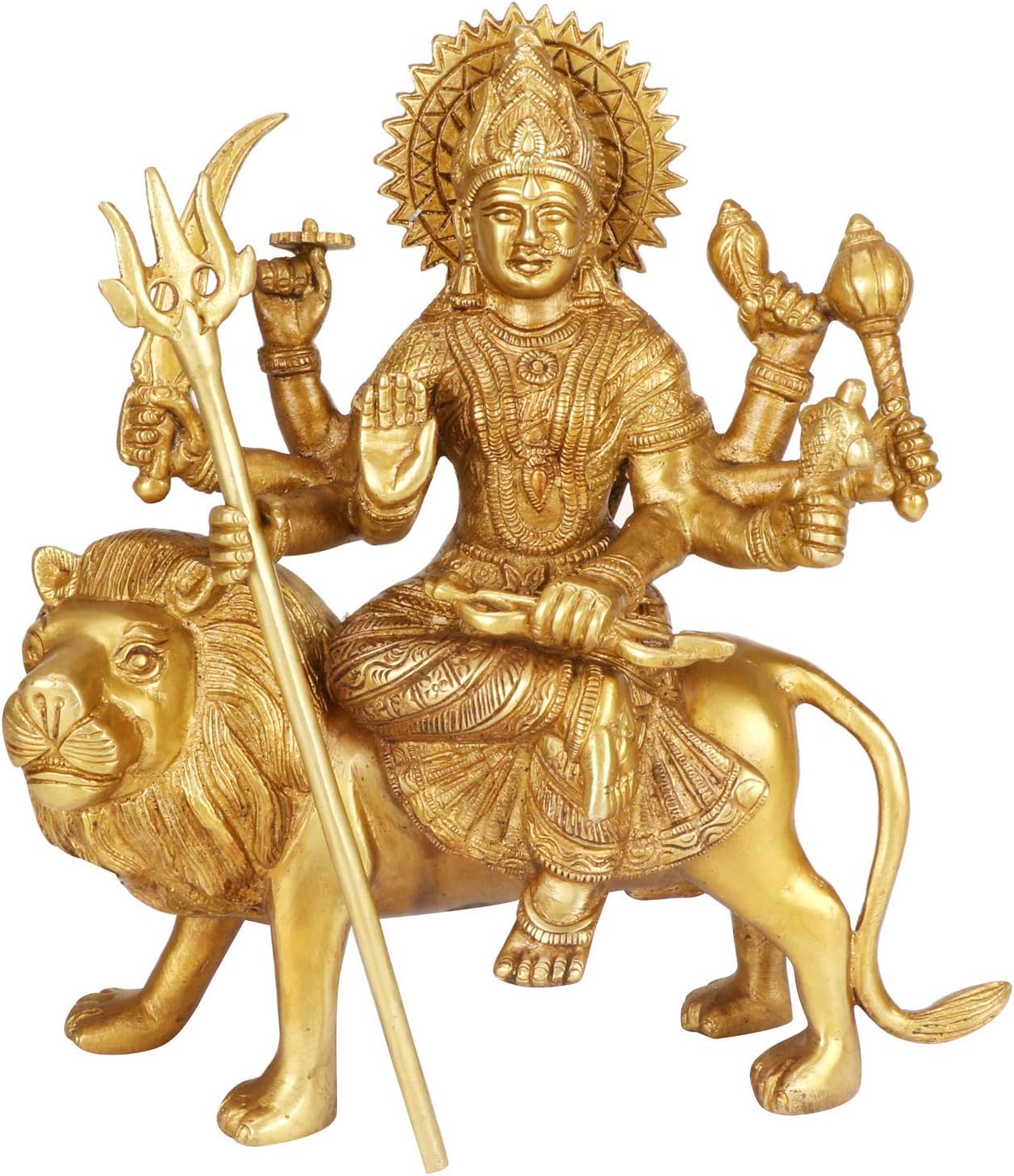 Goddess Vaishno Devi Maa Durga Murti for Puja Statue Brass Sculpture Art Indian Decor Puja Idol 9.5 Inches
