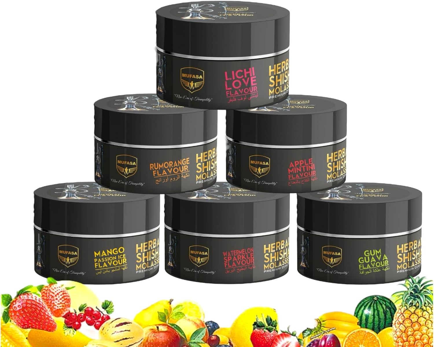 Shisha Flavours Set Shisha Hookah Flavour - Exotic Variety Pack Nicotine-Free No-Tobacco - Pack of 5, 50G each - Fruits Mix Combo