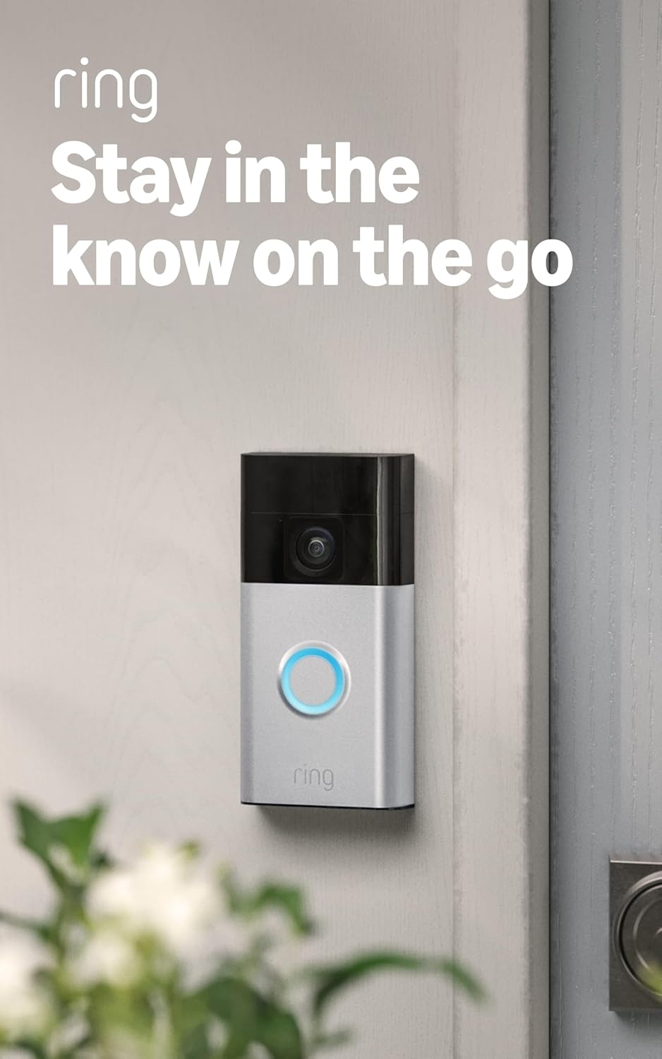 Ring Battery Doorbell (newest model), Home or business security with Head-to-Toe video, Live View with Two-Way Talk, and Motion Detection & Alerts, Satin Nickel