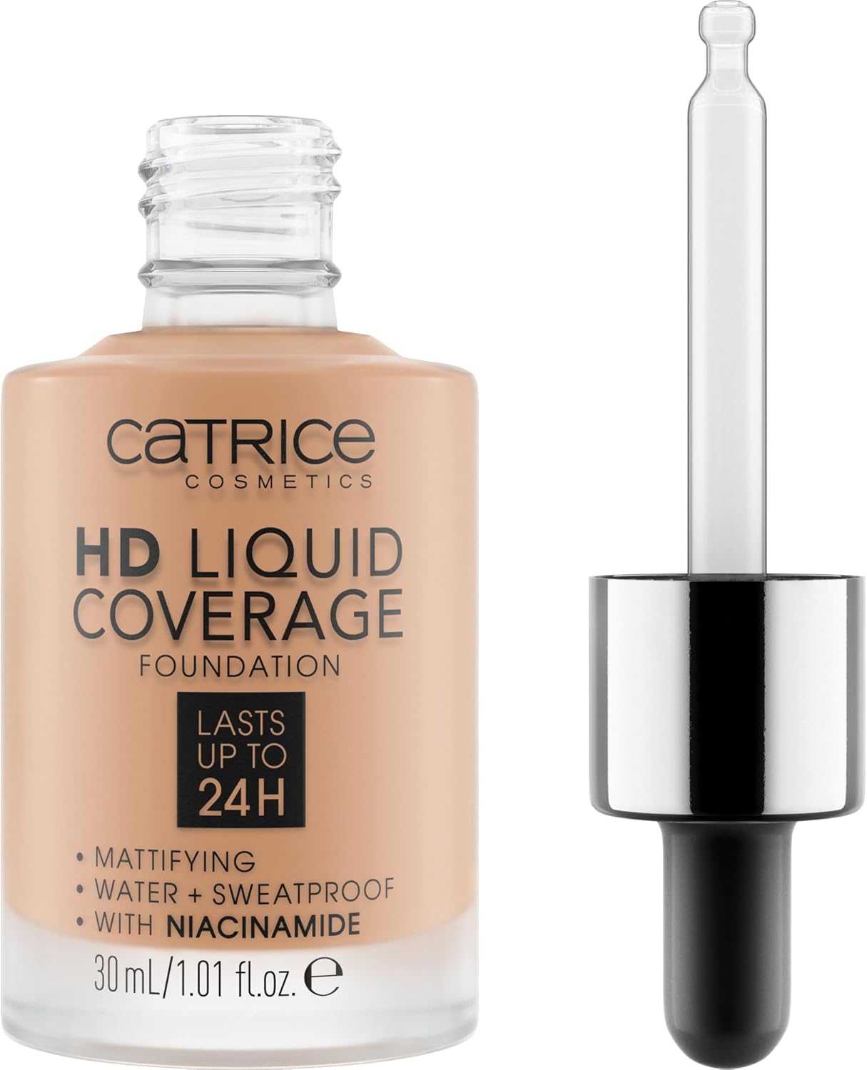 Catrice HD Liquid Coverage Foundation, Make-Up, Waterproof Liquid with Pipette, Face Make-Up, 30 ml, No. 040 Warm Beige