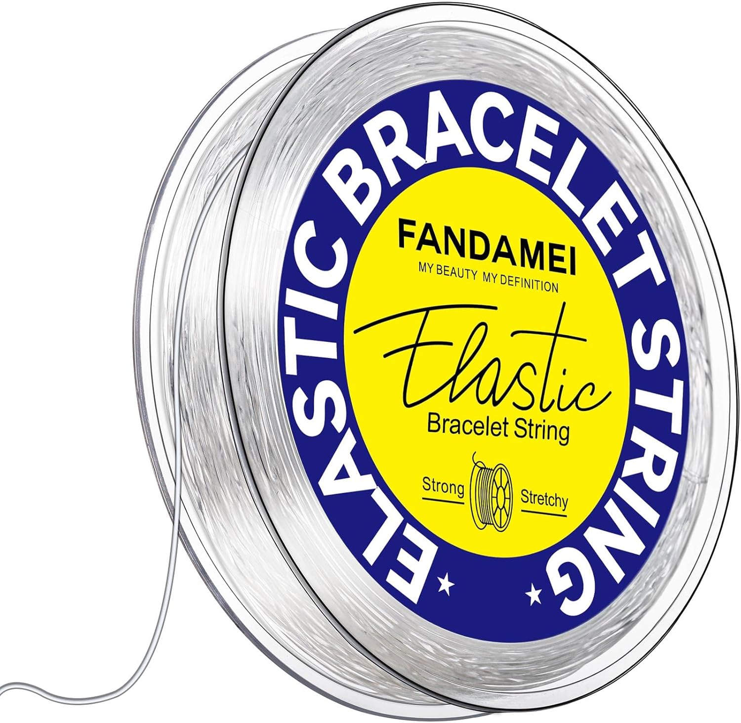 FANDAMEI 0.8mm Elastic Strings for Bracelets, Crystal Stretch Bead Cord for Jewelry Making, Clear Stretchy Elastic String Cord for Beading, Transparent Thread for Bracelet Necklace Making