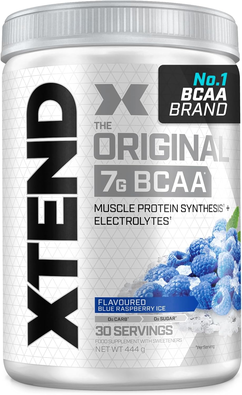 XTEND Original BCAA Powder Blue Raspberry Ice 30 Servings | 7g BCAAs Per Serving | Sugar Free Branched Chain Amino Acids and Electrolytes Powder for Post Workout Muscle Recovery and Hydration