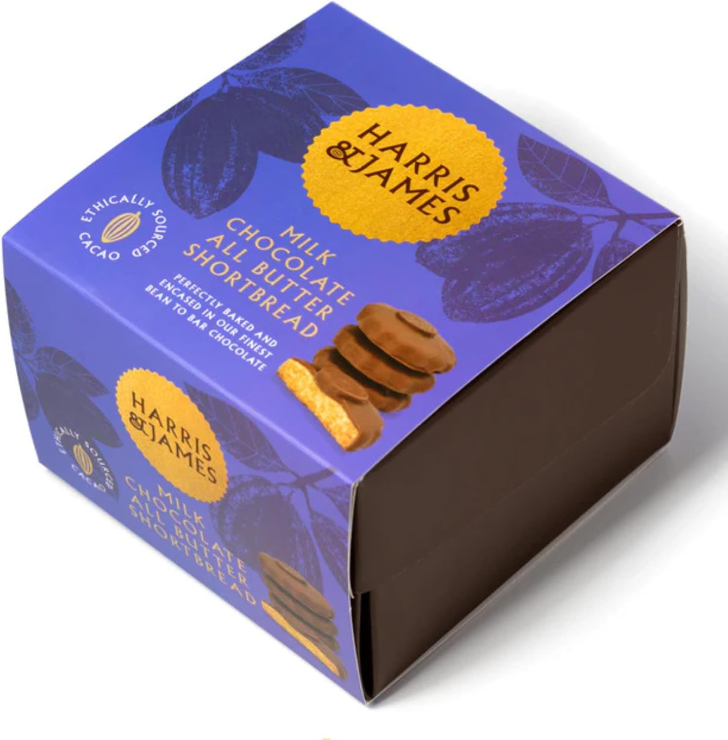 Harris & James Milk Chocolate All Butter Shortbread Biscuits 10 Piece Individually Wrapped Bean To Bar Chocolate Shortbread. Slowly Hand-baked, Light And Crumbly, Melt In Mouth (275g)
