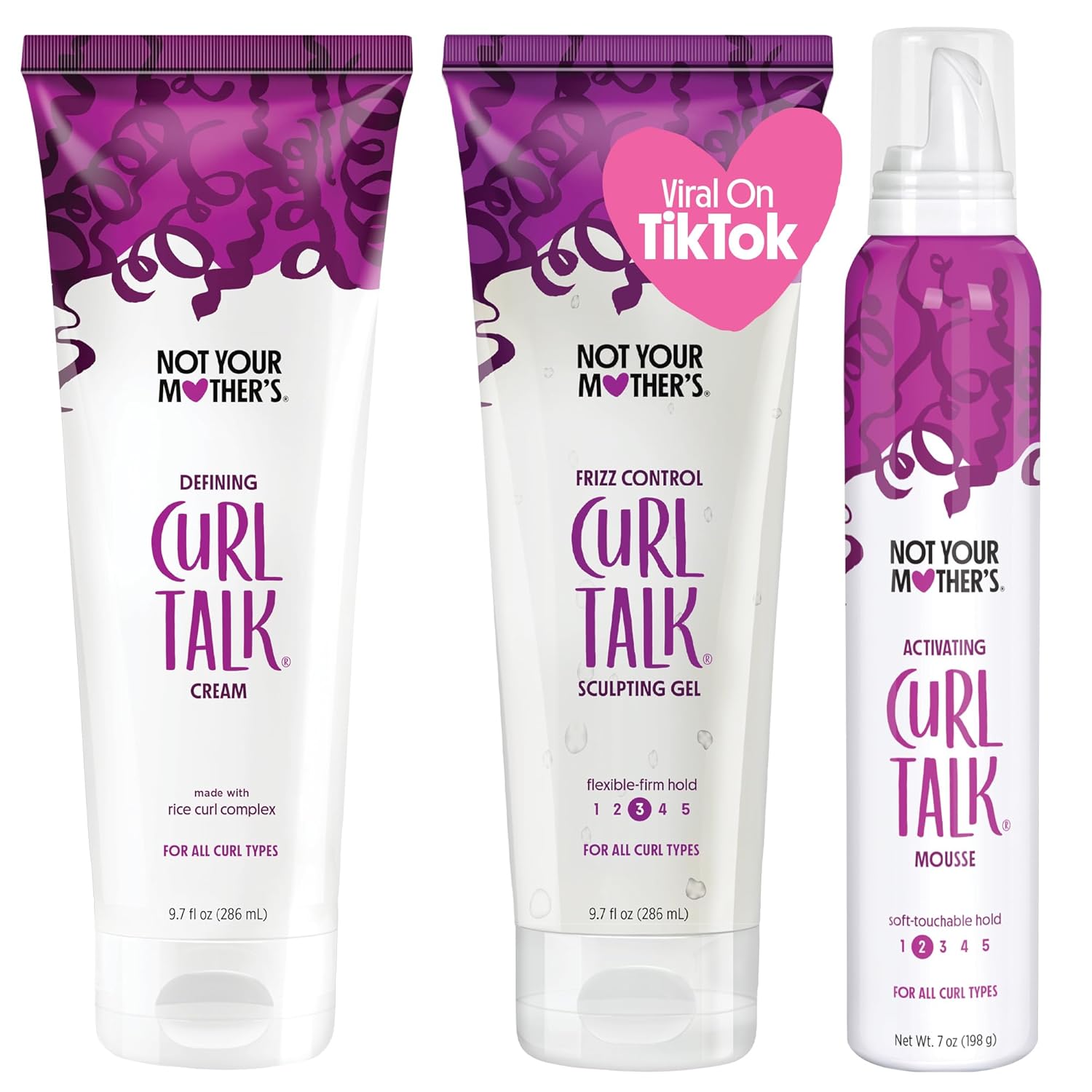 Not Your Mother's Curl Talk Kit, 9.7 fl.oz Defining Cream, 9.7 fl.oz Frizz Control Styling Gel & 7 oz Activating Mousse