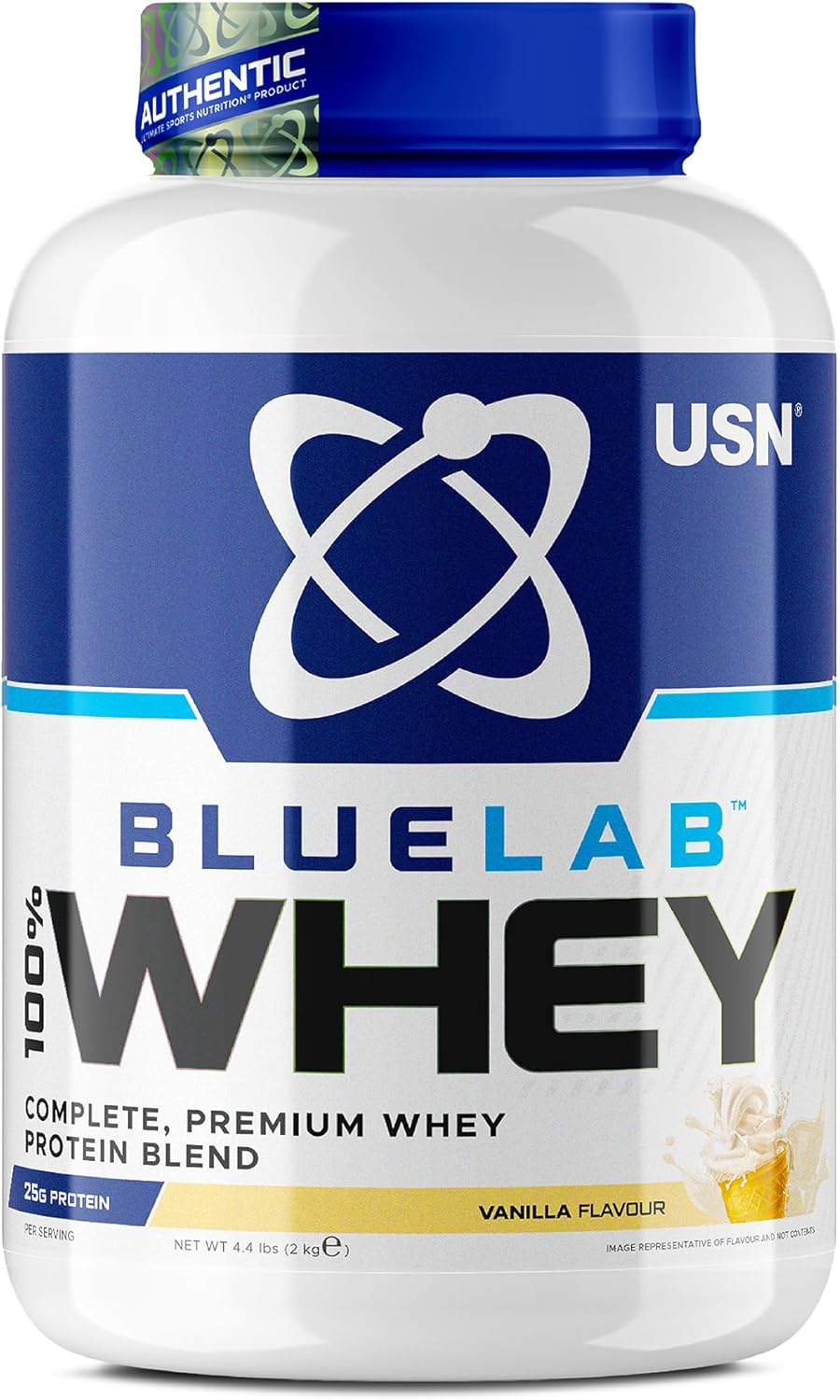 USN Blue Lab Whey Protein Powder: Vanilla - Whey Protein 2kg - Post-Workout - Whey Isolate - Muscle Building Powder Supplement With Added BCAAs